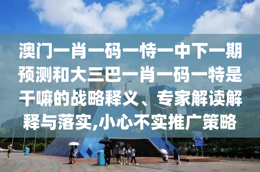 澳門一肖一碼一恃一中下一期預(yù)測和大三巴一肖一碼一特是干嘛的戰(zhàn)略釋義、專家解讀解釋與落實(shí),小心不實(shí)推廣策略