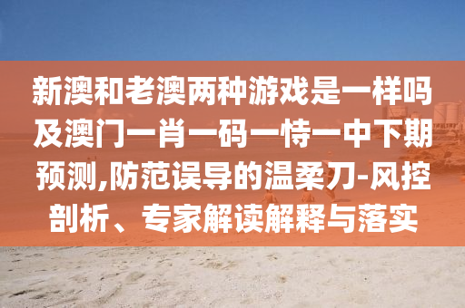 新澳和老澳兩種游戲是一樣嗎及澳門一肖一碼一恃一中下期預(yù)測,防范誤導(dǎo)的溫柔刀-風控剖析、專家解讀解釋與落實
