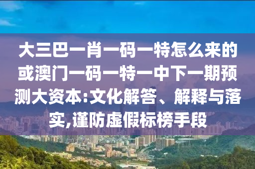 大三巴一肖一碼一特怎么來的或澳門一碼一特一中下一期預測大資本:文化解答、解釋與落實,謹防虛假標榜手段