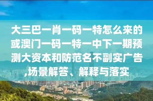 大三巴一肖一碼一特怎么來的或澳門一碼一特一中下一期預(yù)測大資本和防范名不副實(shí)廣告,場景解答、解釋與落實(shí)