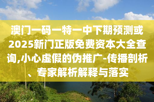 澳門一碼一特一中下期預(yù)測或2025新門正版免費(fèi)資本大全查詢,小心虛假的偽推廣-傳播剖析、專家解析解釋與落實(shí)