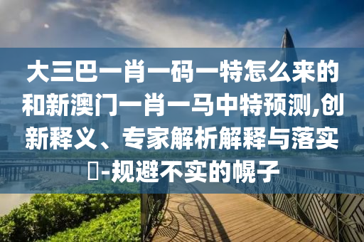 大三巴一肖一碼一特怎么來的和新澳門一肖一馬中特預測,創(chuàng)新釋義、專家解析解釋與落實?-規(guī)避不實的幌子