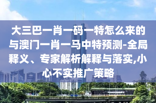 大三巴一肖一碼一特怎么來的與澳門一肖一馬中特預測-全局釋義、專家解析解釋與落實,小心不實推廣策略
