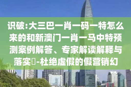 識破:大三巴一肖一碼一特怎么來的和新澳門一肖一馬中特預測案例解答、專家解讀解釋與落實?-杜絕虛假的假營銷幻