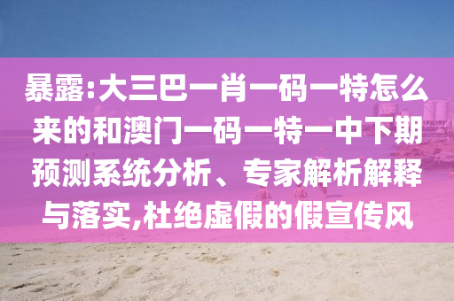 暴露:大三巴一肖一碼一特怎么來的和澳門一碼一特一中下期預(yù)測(cè)系統(tǒng)分析、專家解析解釋與落實(shí),杜絕虛假的假宣傳風(fēng)