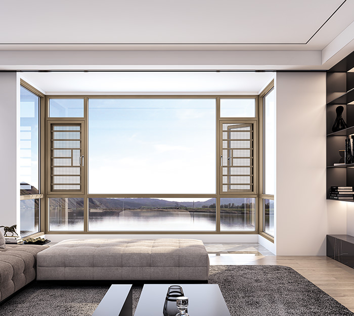 佛山鈺煌門窗有限公司_平開門窗系列_T2.0 DPS108-35隱排一體擋邊防護欄可開啟斷橋窗紗一體